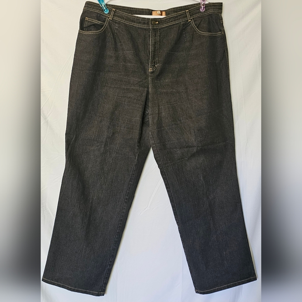 Ladies Plus Size Dana Buckman Straight Leg Black Denim Jeans Size 24